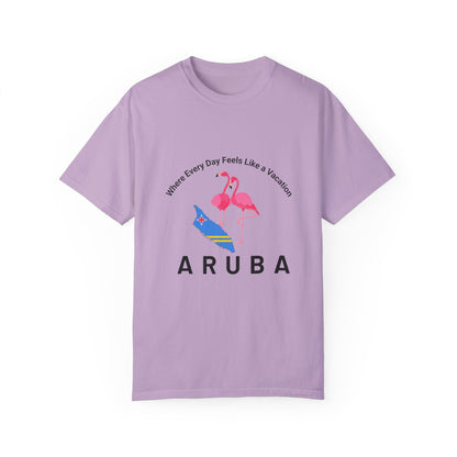 Vacation Vibe Unisex T-Shirt - Aruba Flamingos Design