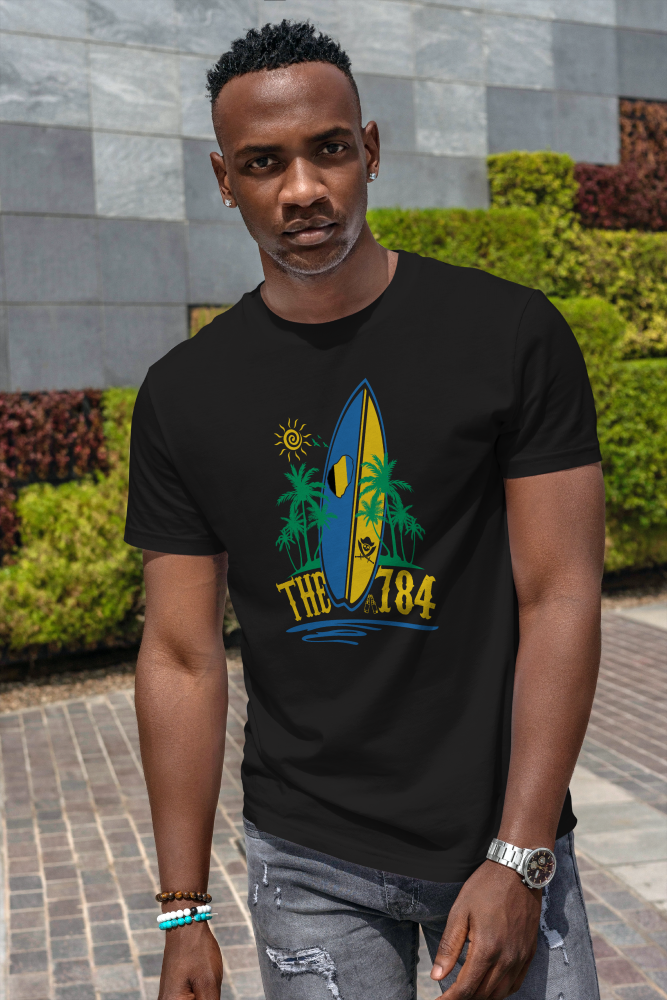 The 784 Beach Vibes Unisex Cotton Crew Tee - Tropical Surf Design
