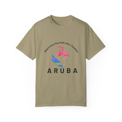 Vacation Vibe Unisex T-Shirt - Aruba Flamingos Design