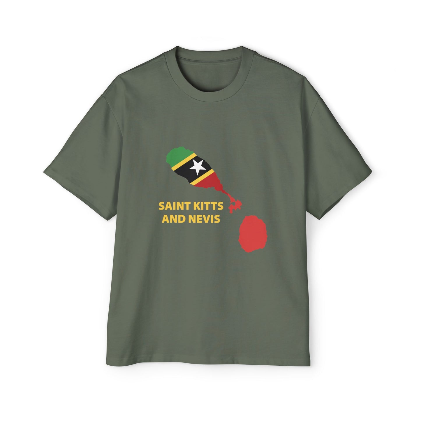 Saint Kitts and Nevis Map Men's Heavy Oversized Tee
