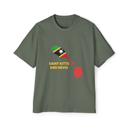 Saint Kitts and Nevis Map Men's Heavy Oversized Tee