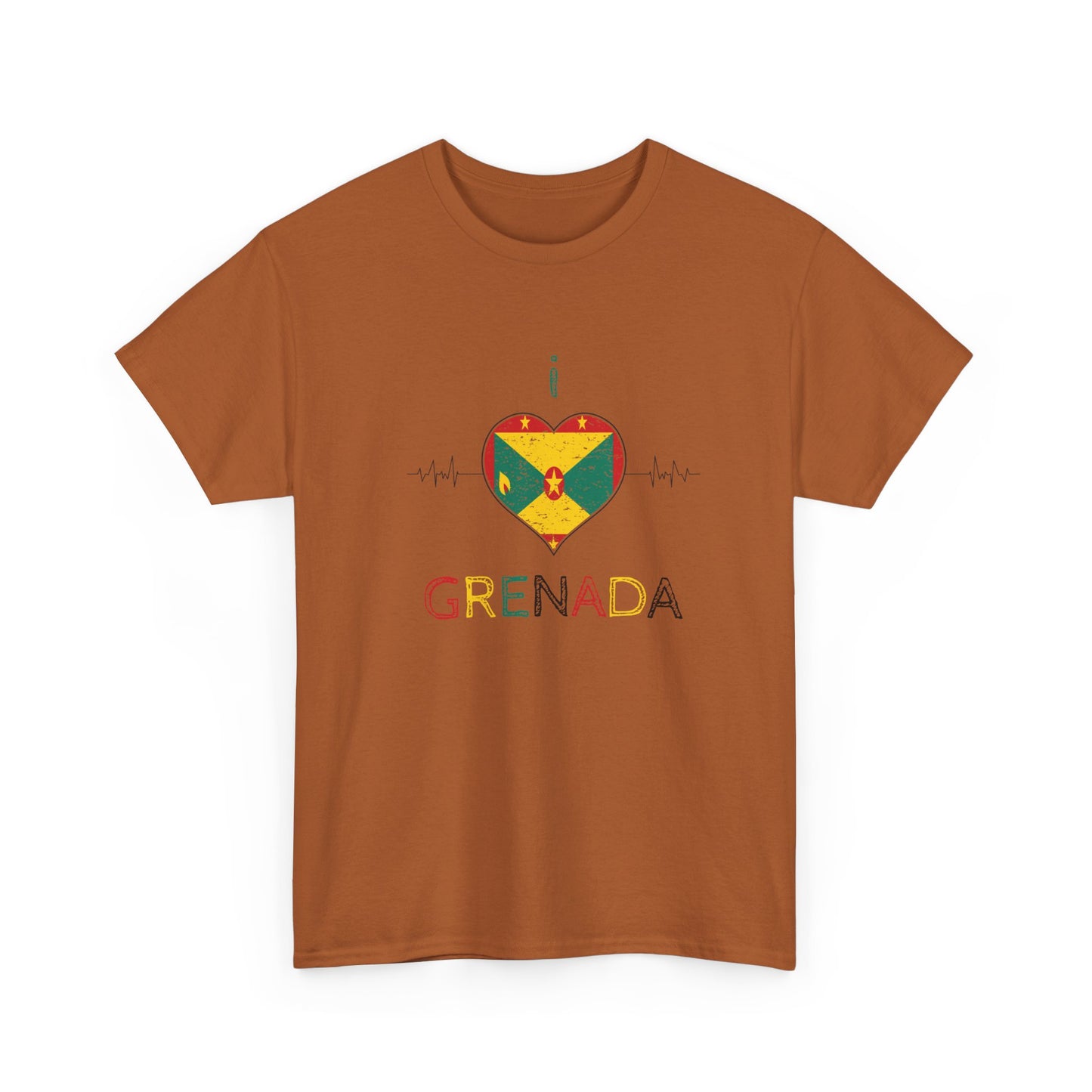 I Love Grenada Heart Shaped Flag  Unisex Heavy Cotton T- shirt