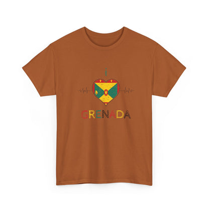 I Love Grenada Heart Shaped Flag  Unisex Heavy Cotton T- shirt