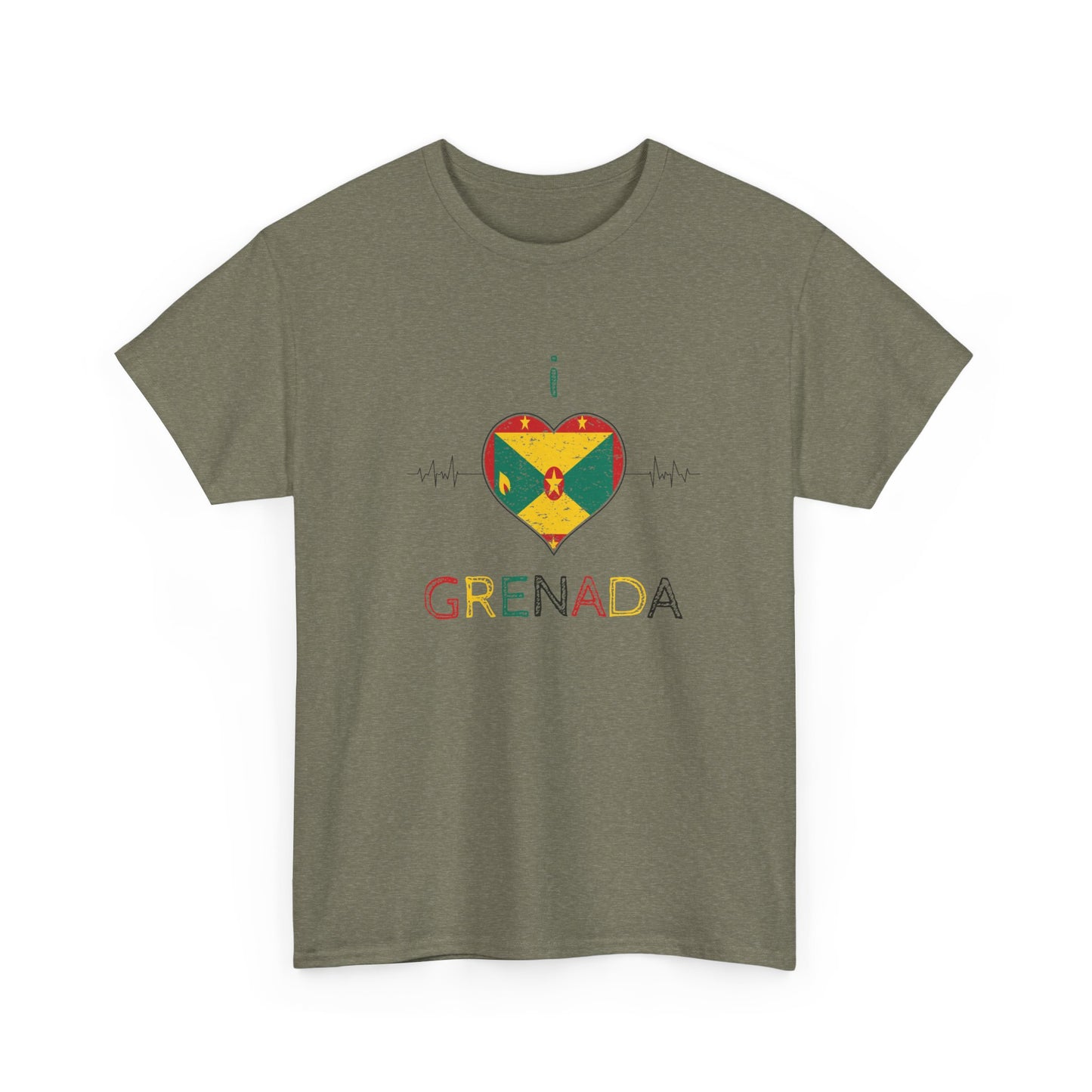 I Love Grenada Heart Shaped Flag  Unisex Heavy Cotton T- shirt