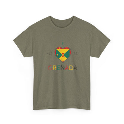 I Love Grenada Heart Shaped Flag  Unisex Heavy Cotton T- shirt