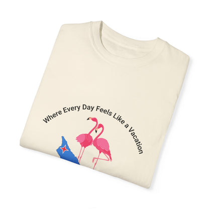 Vacation Vibe Unisex T-Shirt - Aruba Flamingos Design