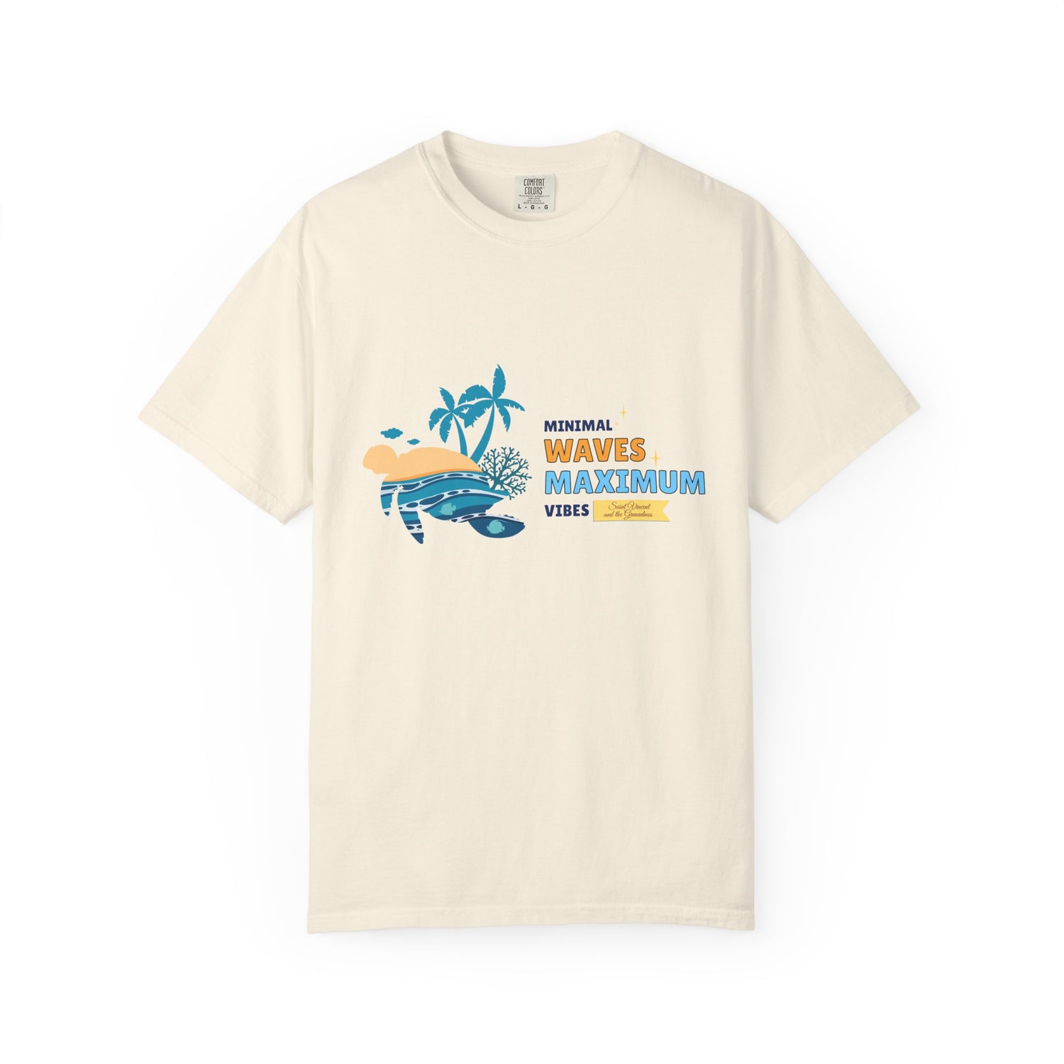 Minimal Waves T-shirt | Unisex Garment-Dyed Tee for Coastal Vibes | Saint Vincent & the Grenadines