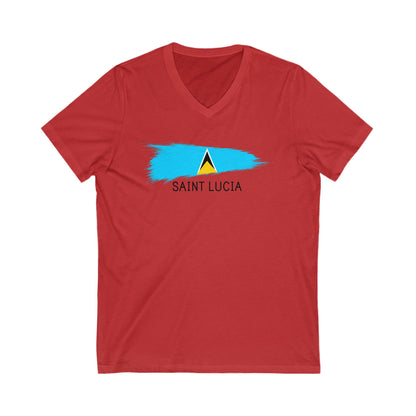 Unisex Jersey Saint Luica Korte Mouw V-hals T-shirt