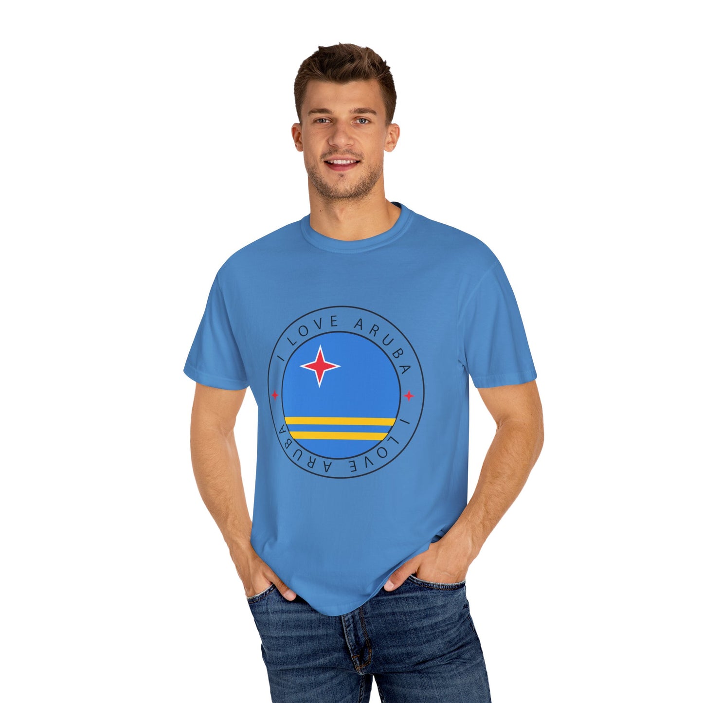 I Love Aruba Flag Unisex Garment-Dyed T-shirt