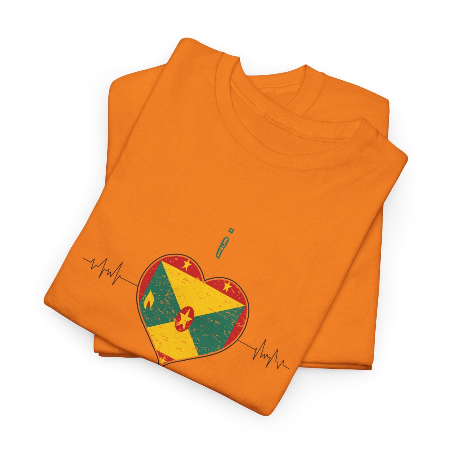 I Love Grenada Heart Shaped Flag  Unisex Heavy Cotton T- shirt