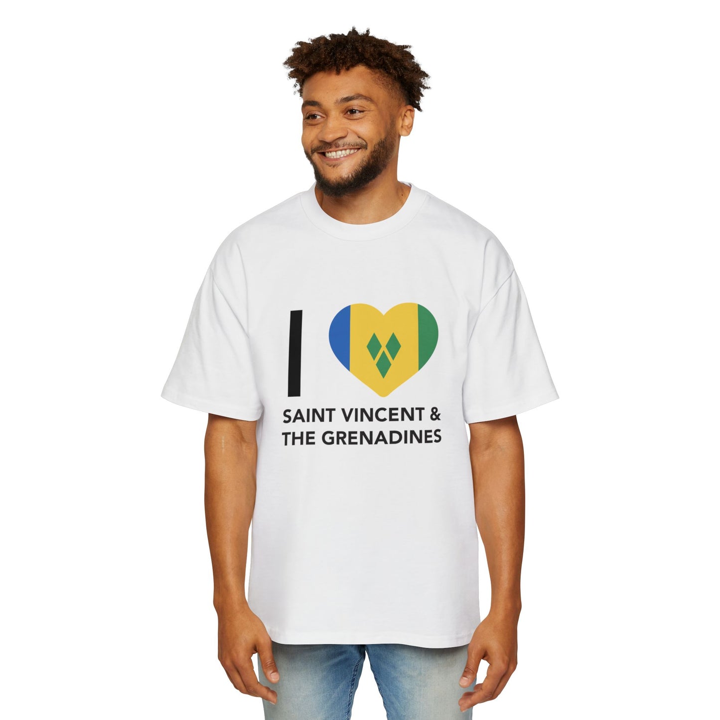 I Love Saint Vincent and the Grenadines Men's Heavy Oversized T-shirt