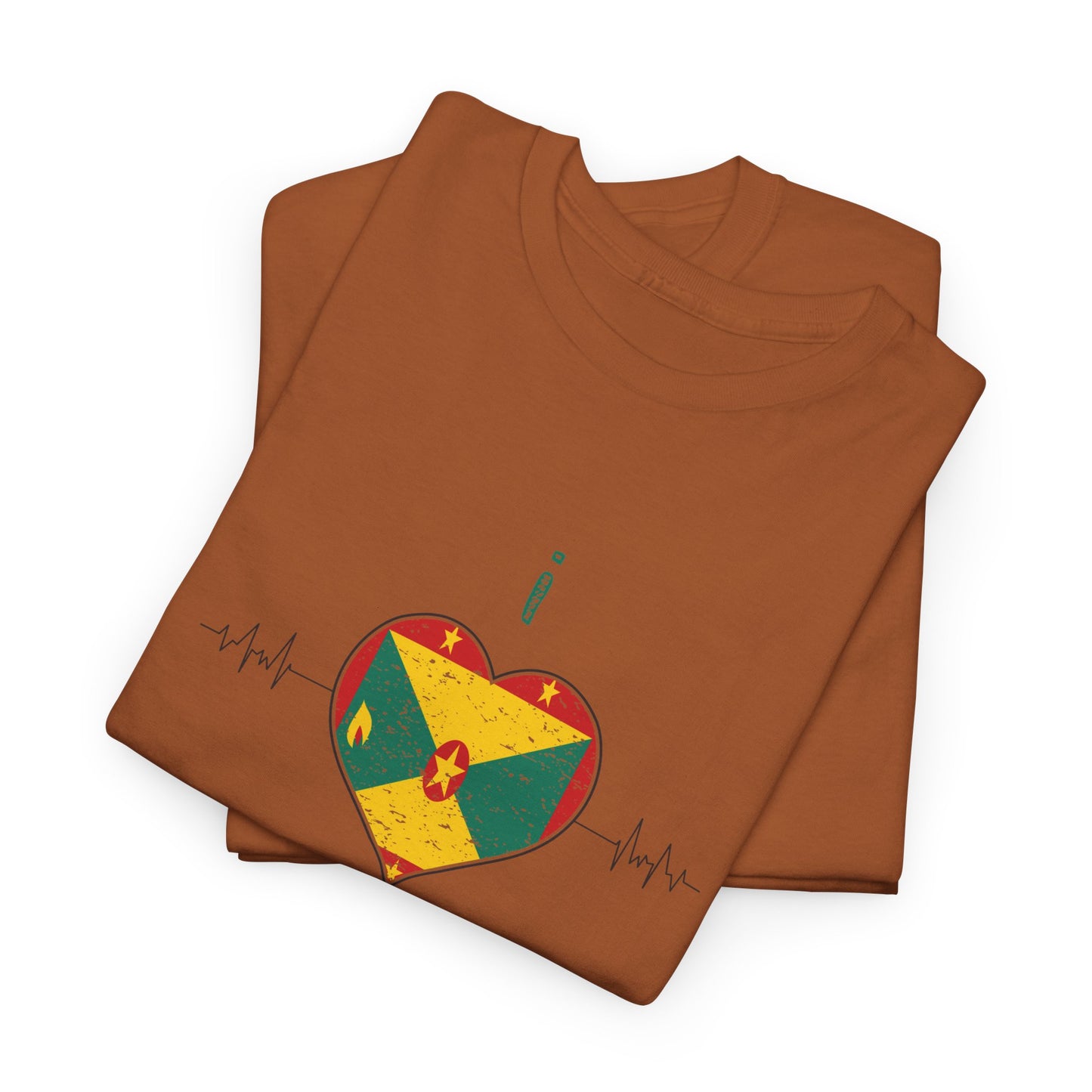 I Love Grenada Heart Shaped Flag  Unisex Heavy Cotton T- shirt