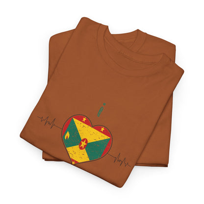 I Love Grenada Heart Shaped Flag  Unisex Heavy Cotton T- shirt
