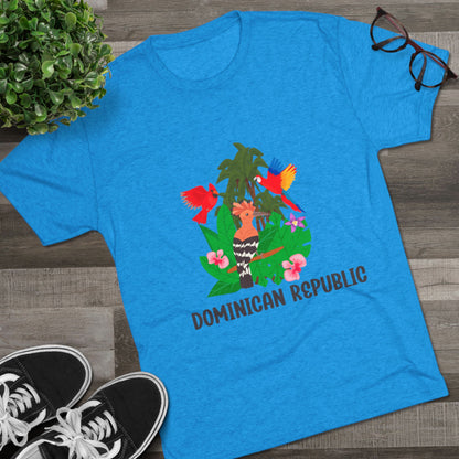 Tropical Dominican Republic Crew Tee - Unisex Tri-Blend