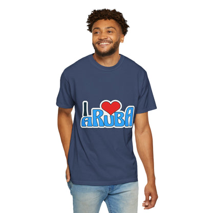 I Love Aruba Unisex Garment-Dyed T-Shirt