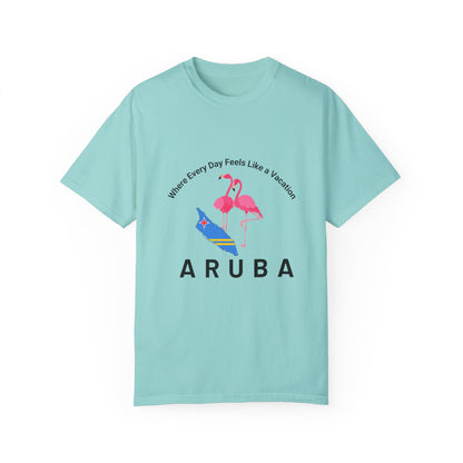 Vacation Vibe Unisex T-Shirt - Aruba Flamingos Design