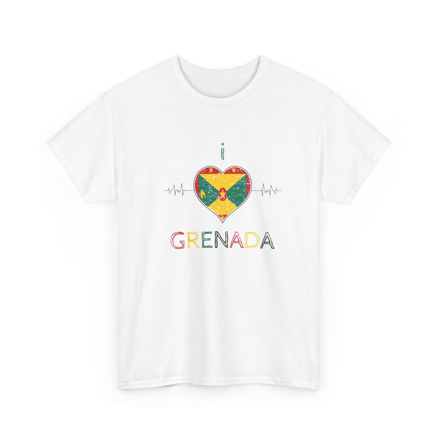 I Love Grenada Heart Shaped Flag  Unisex Heavy Cotton T- shirt