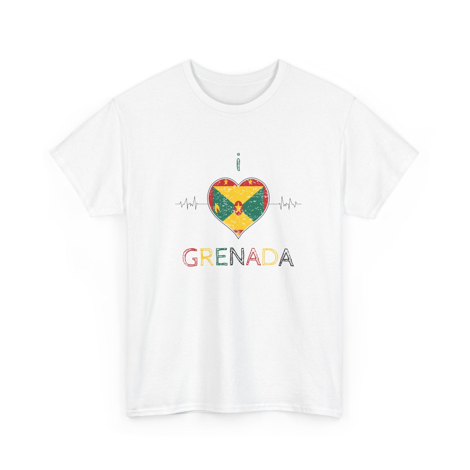 I Love Grenada Heart Shaped Flag  Unisex Heavy Cotton T- shirt