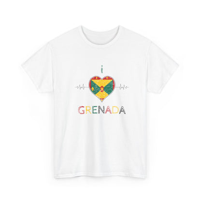 I Love Grenada Heart Shaped Flag  Unisex Heavy Cotton T- shirt