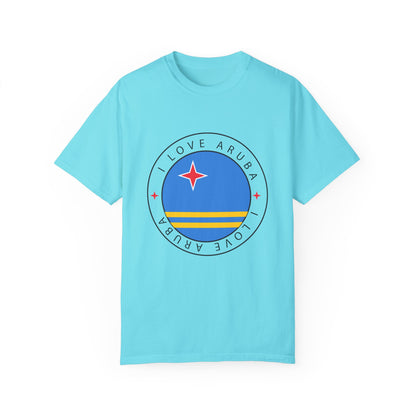 I Love Aruba Flag Unisex Garment-Dyed T-shirt