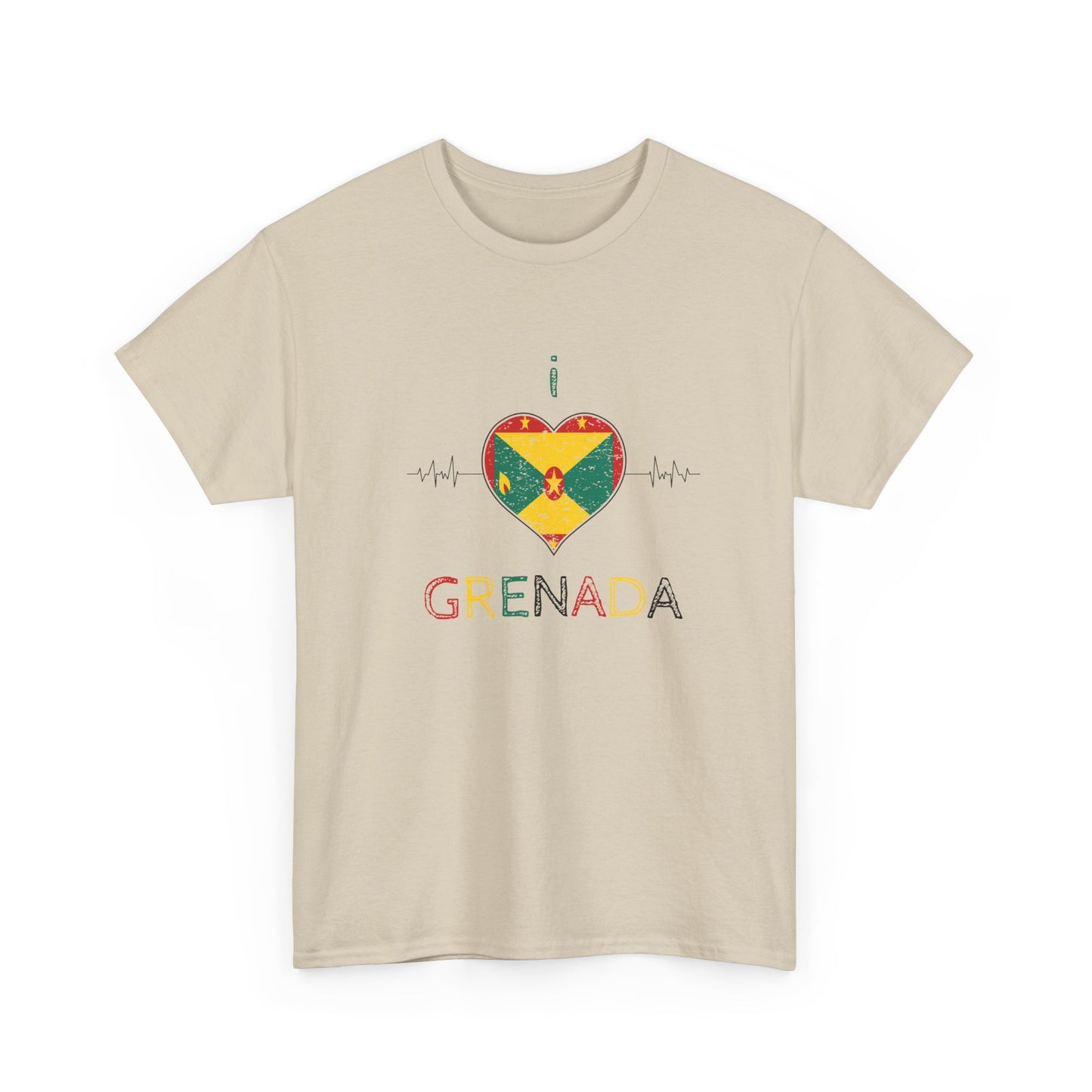 I Love Grenada Heart Shaped Flag  Unisex Heavy Cotton T- shirt