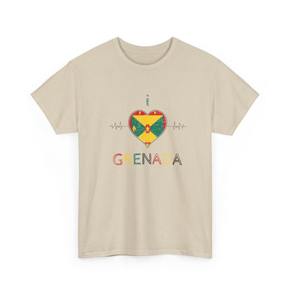 I Love Grenada Heart Shaped Flag  Unisex Heavy Cotton T- shirt
