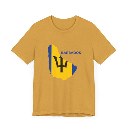 Unisex Jersey Barbados Map Flag Short Sleeve Tee