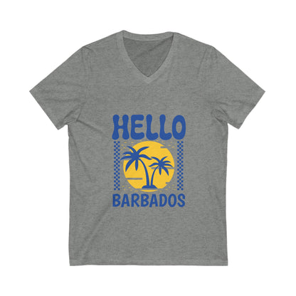 Hello Barbados  Short Sleeve V-Neck Tee