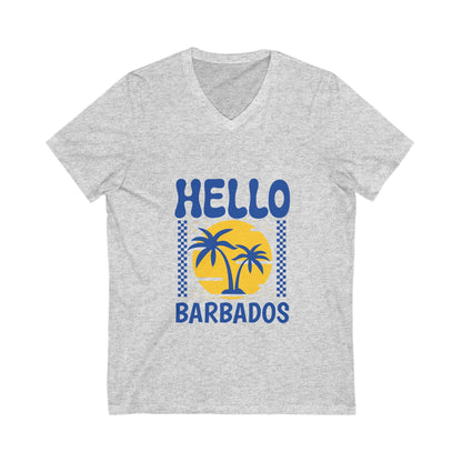 Hello Barbados  Short Sleeve V-Neck Tee