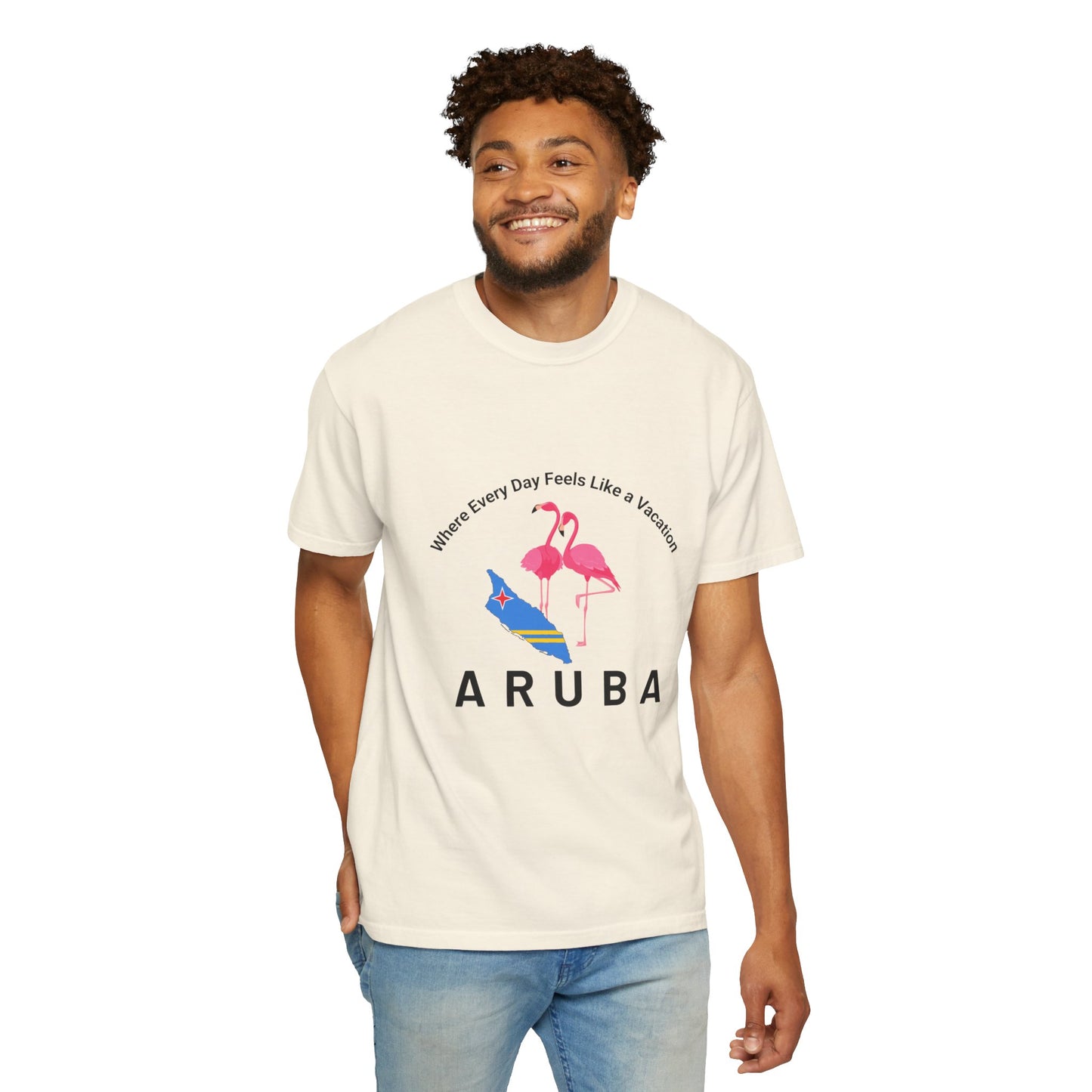 Vacation Vibe Unisex T-Shirt - Aruba Flamingos Design