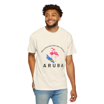 Vacation Vibe Unisex T-Shirt - Aruba Flamingos Design