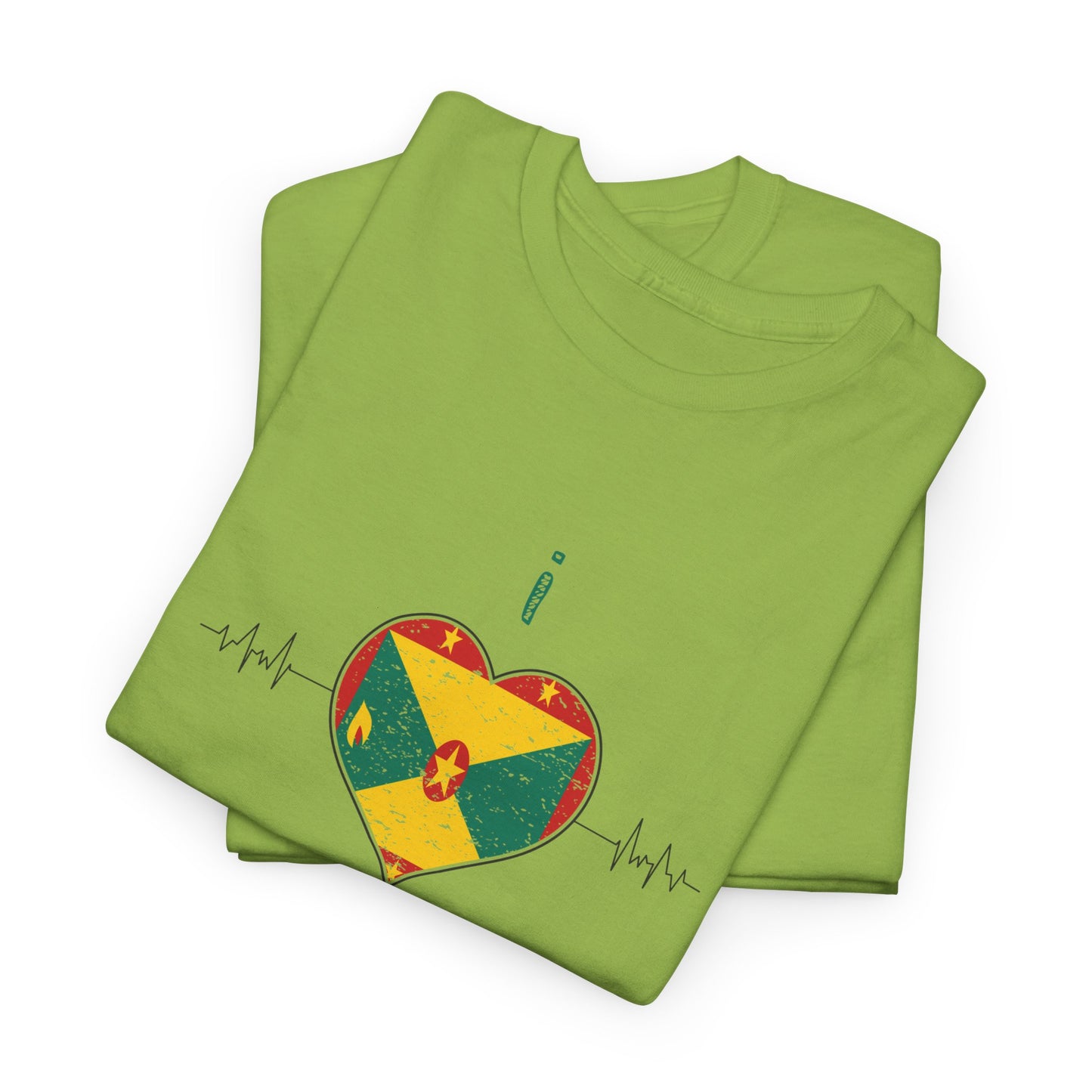 I Love Grenada Heart Shaped Flag  Unisex Heavy Cotton T- shirt