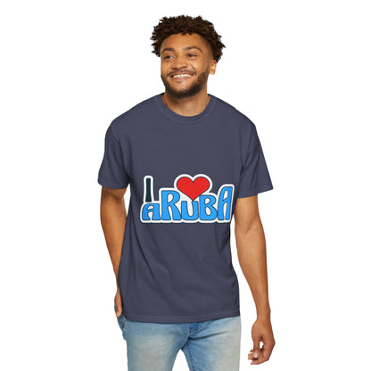 I Love Aruba Unisex Garment-Dyed T-Shirt