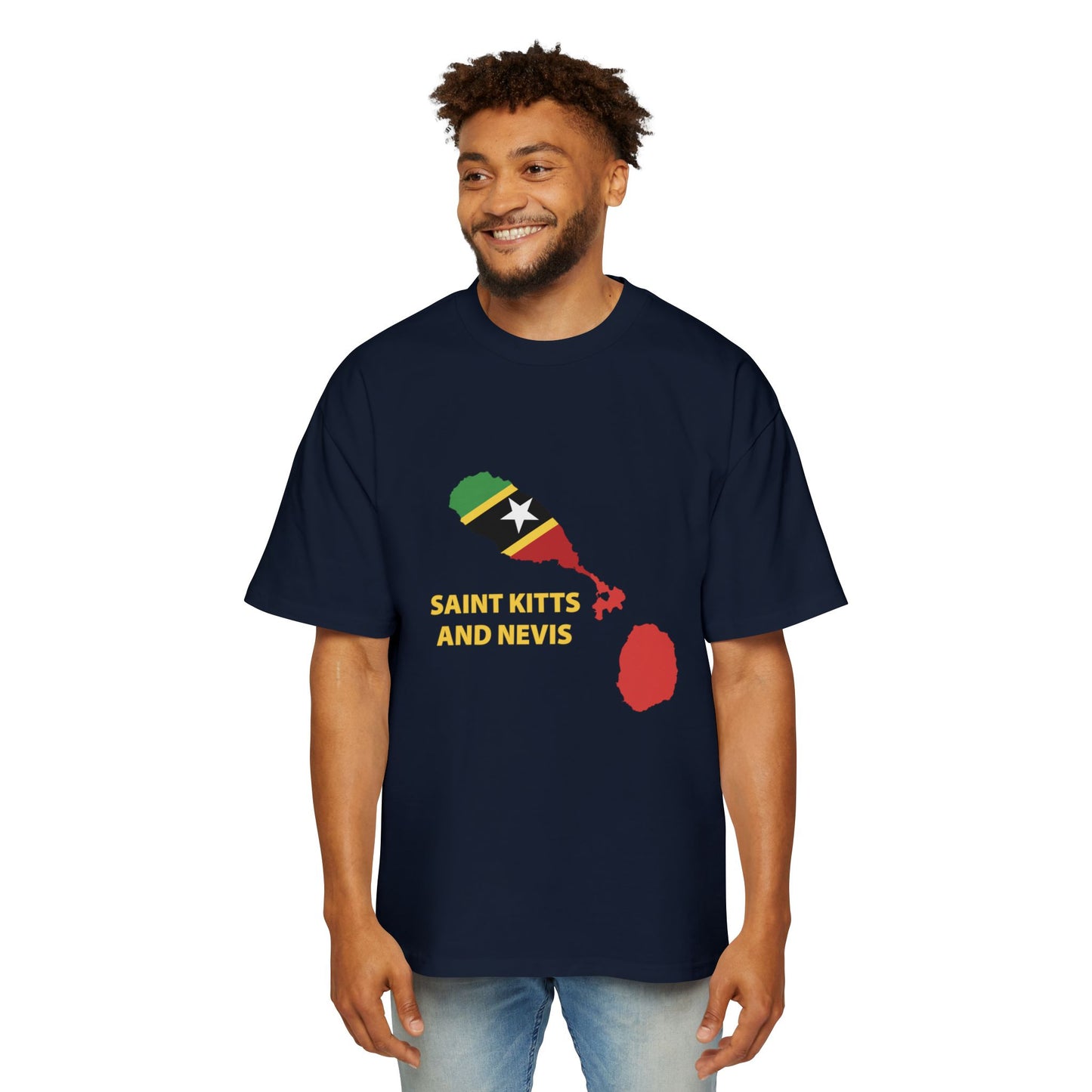 Saint Kitts and Nevis Map Men's Heavy Oversized Tee