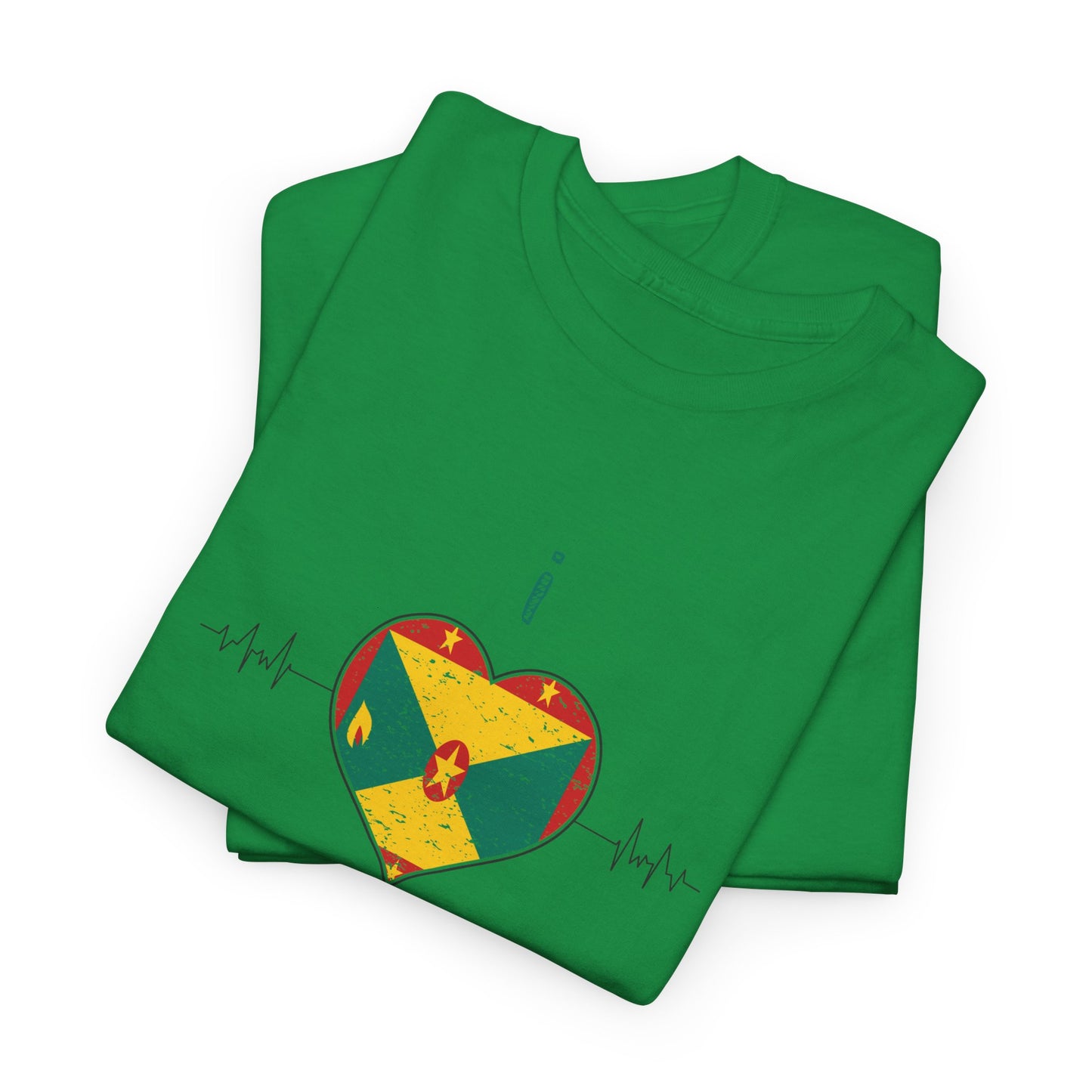 I Love Grenada Heart Shaped Flag  Unisex Heavy Cotton T- shirt