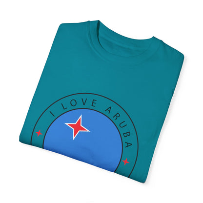 I Love Aruba Flag Unisex Garment-Dyed T-shirt