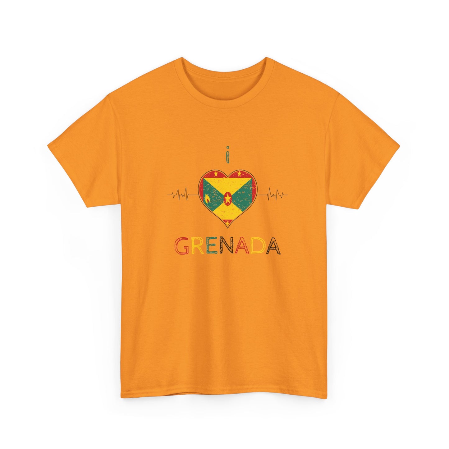 I Love Grenada Heart Shaped Flag  Unisex Heavy Cotton T- shirt