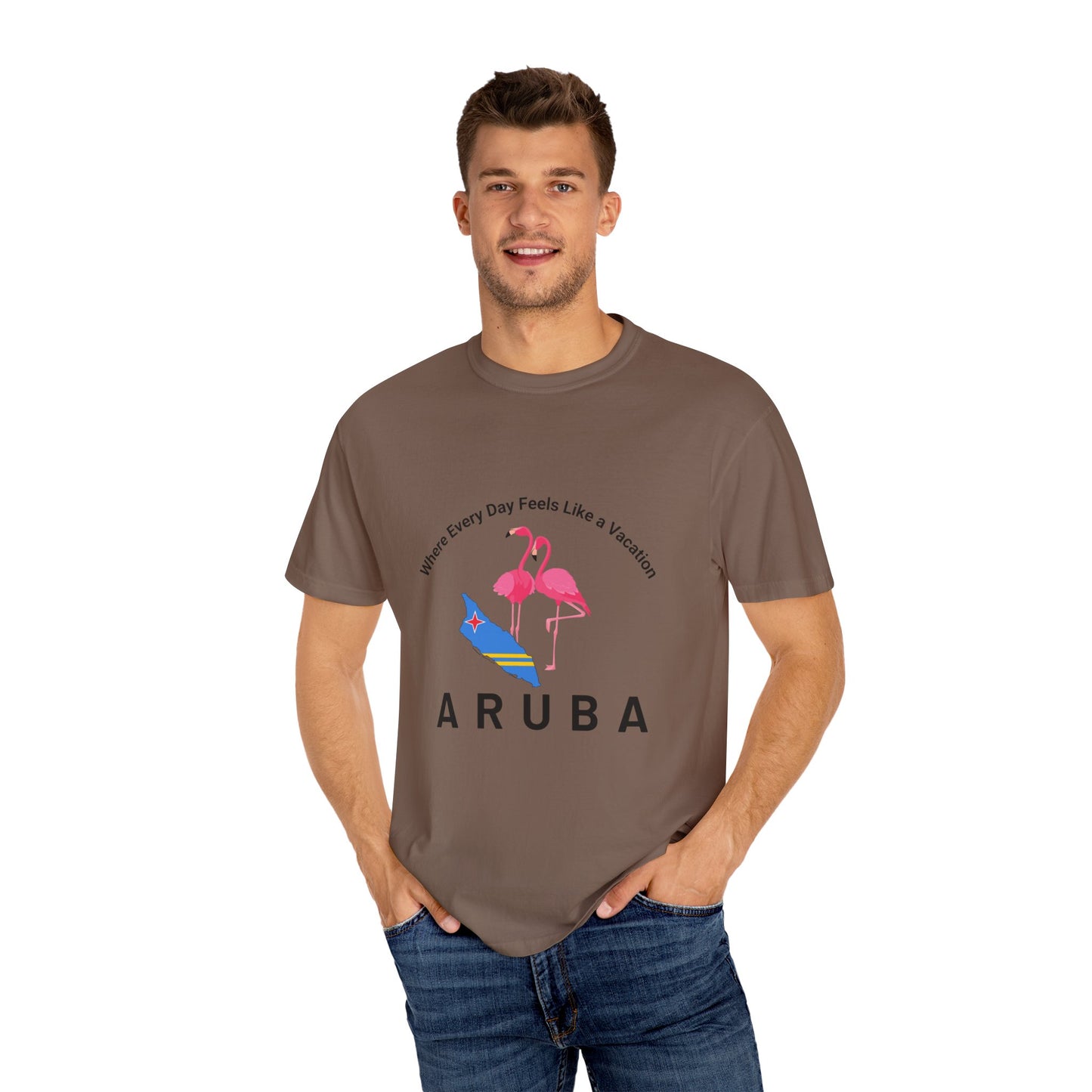 Vacation Vibe Unisex T-Shirt - Aruba Flamingos Design