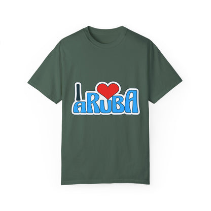 I Love Aruba Unisex Garment-Dyed T-Shirt