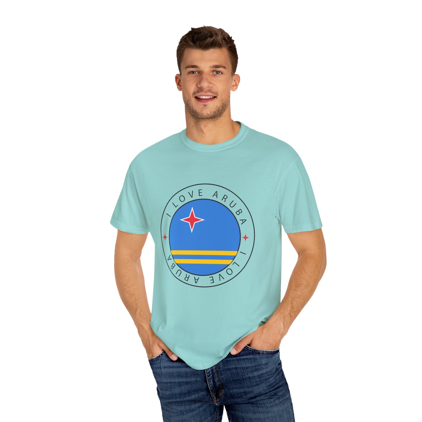 I Love Aruba Flag Unisex Garment-Dyed T-shirt