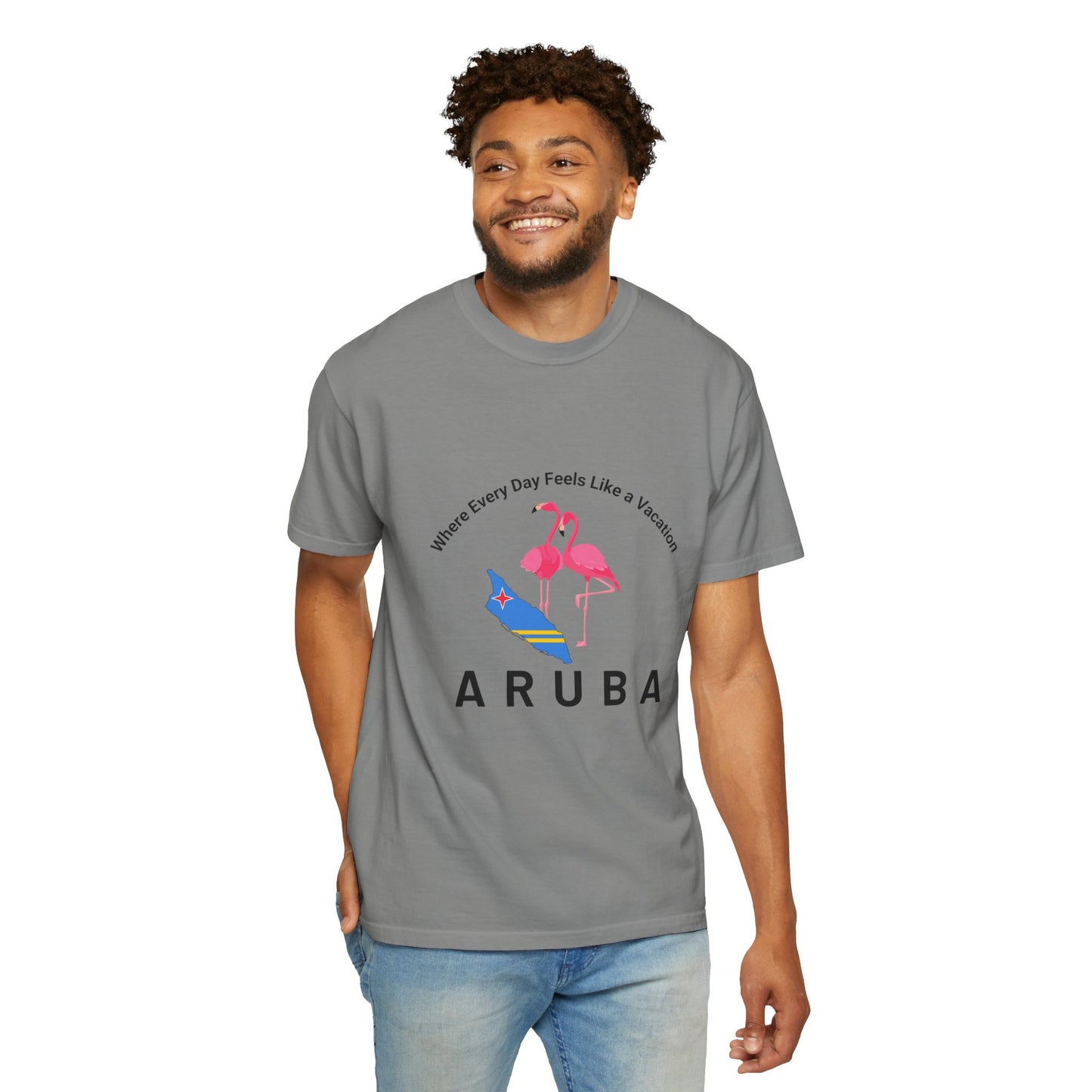 Vacation Vibe Unisex T-Shirt - Aruba Flamingos Design
