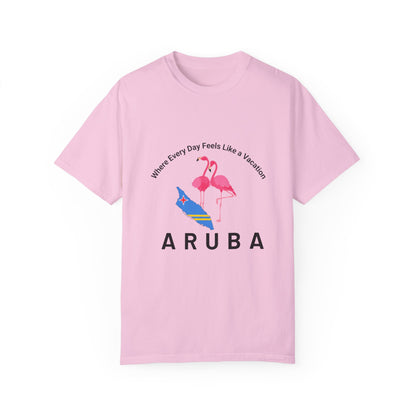 Vacation Vibe Unisex T-Shirt - Aruba Flamingos Design