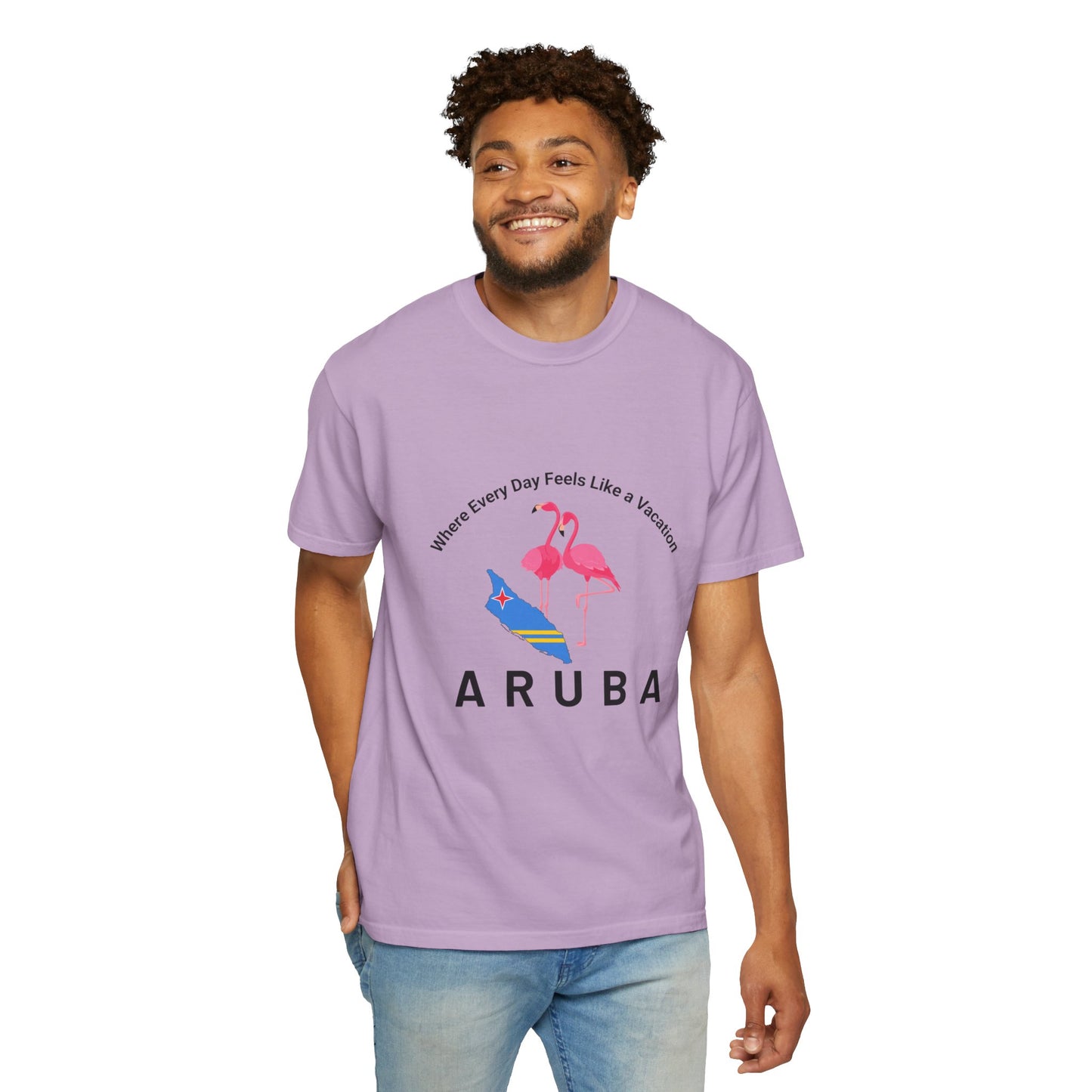 Vacation Vibe Unisex T-Shirt - Aruba Flamingos Design