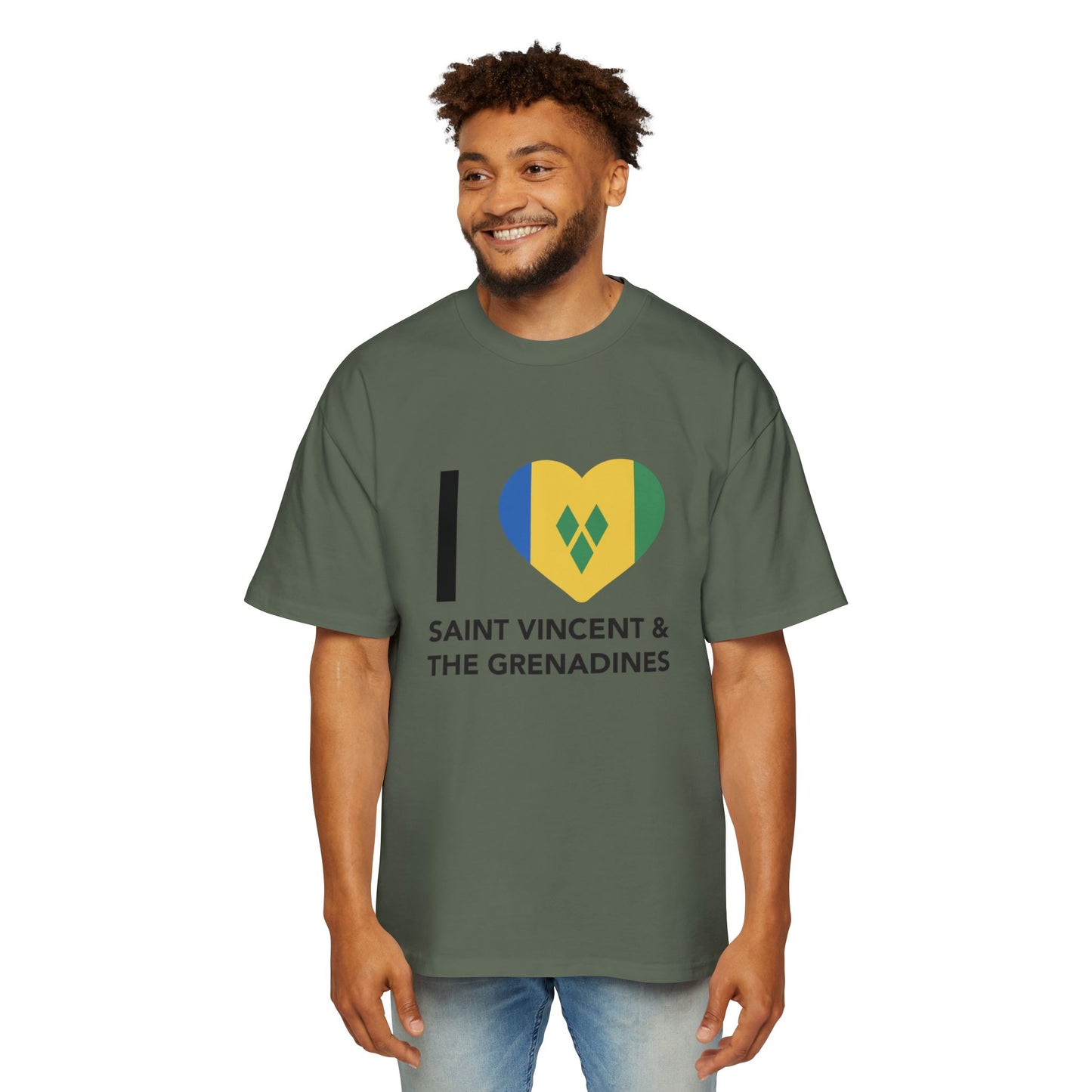I Love Saint Vincent and the Grenadines Men's Heavy Oversized T-shirt