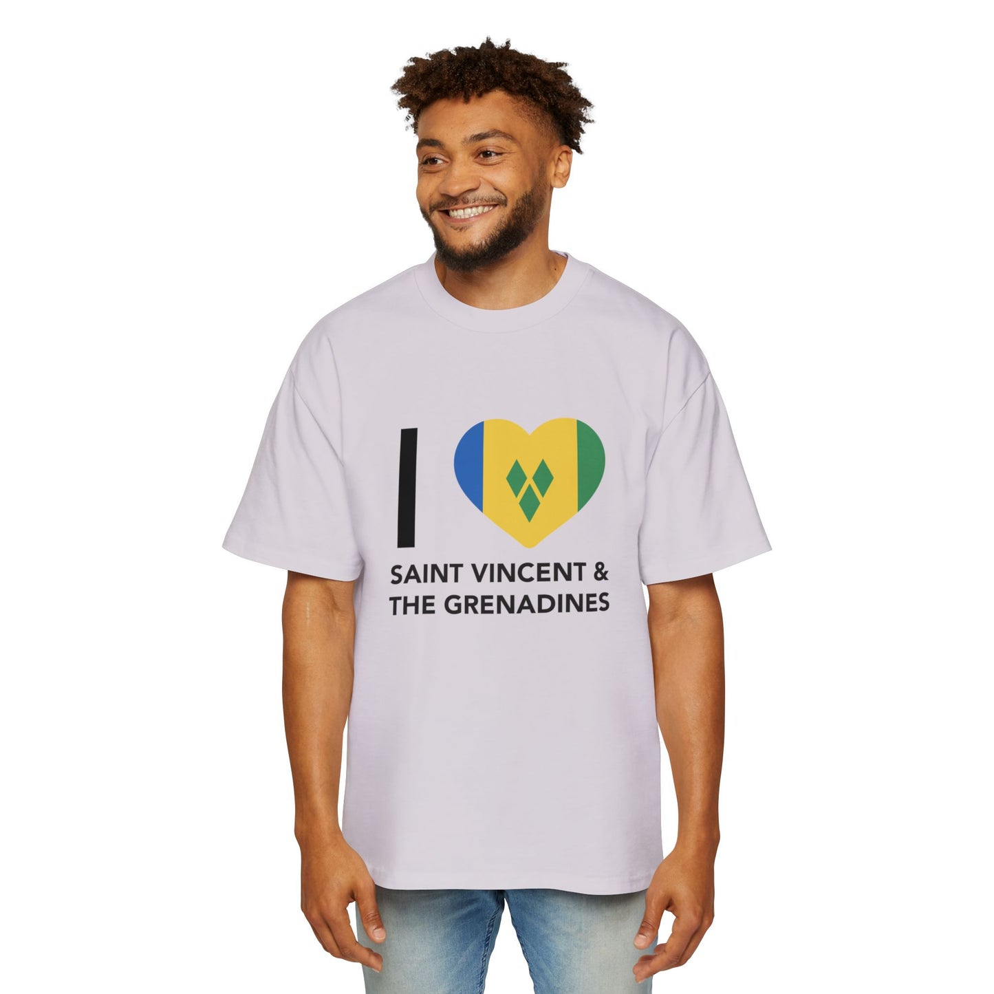 I Love Saint Vincent and the Grenadines Men's Heavy Oversized T-shirt