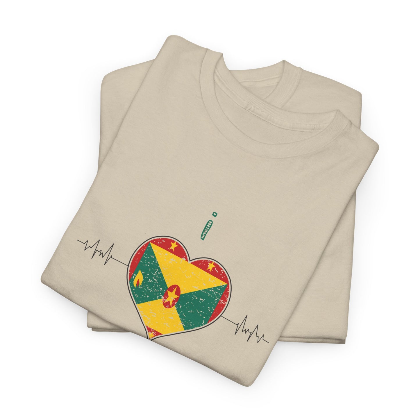 I Love Grenada Heart Shaped Flag  Unisex Heavy Cotton T- shirt