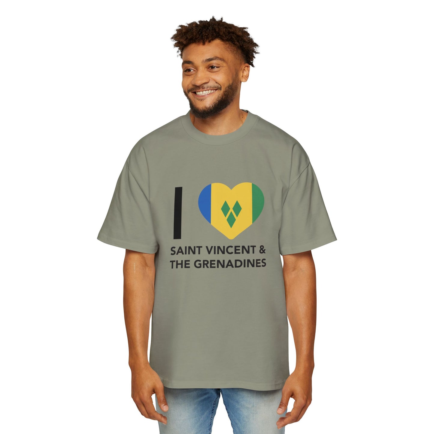 I Love Saint Vincent and the Grenadines Men's Heavy Oversized T-shirt