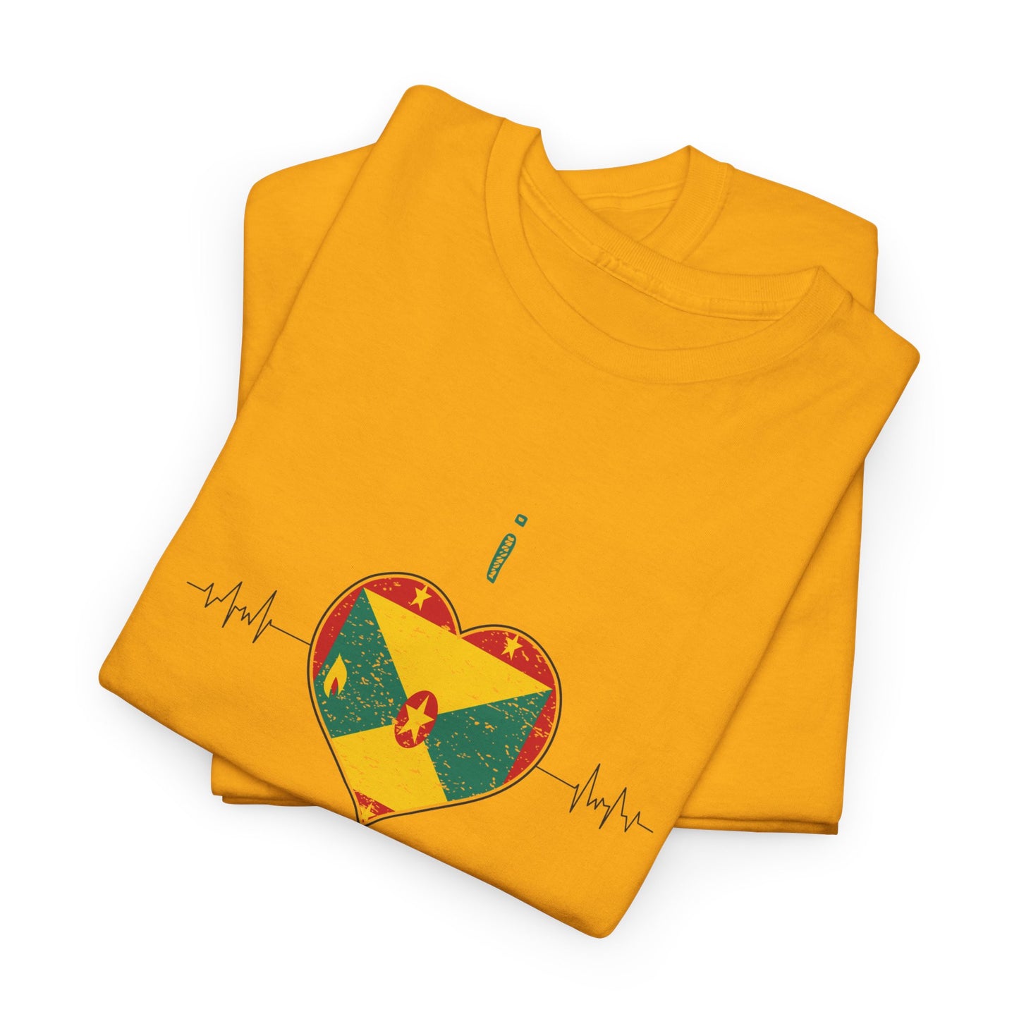 I Love Grenada Heart Shaped Flag  Unisex Heavy Cotton T- shirt