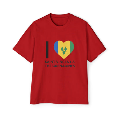 I Love Saint Vincent and the Grenadines Men's Heavy Oversized T-shirt