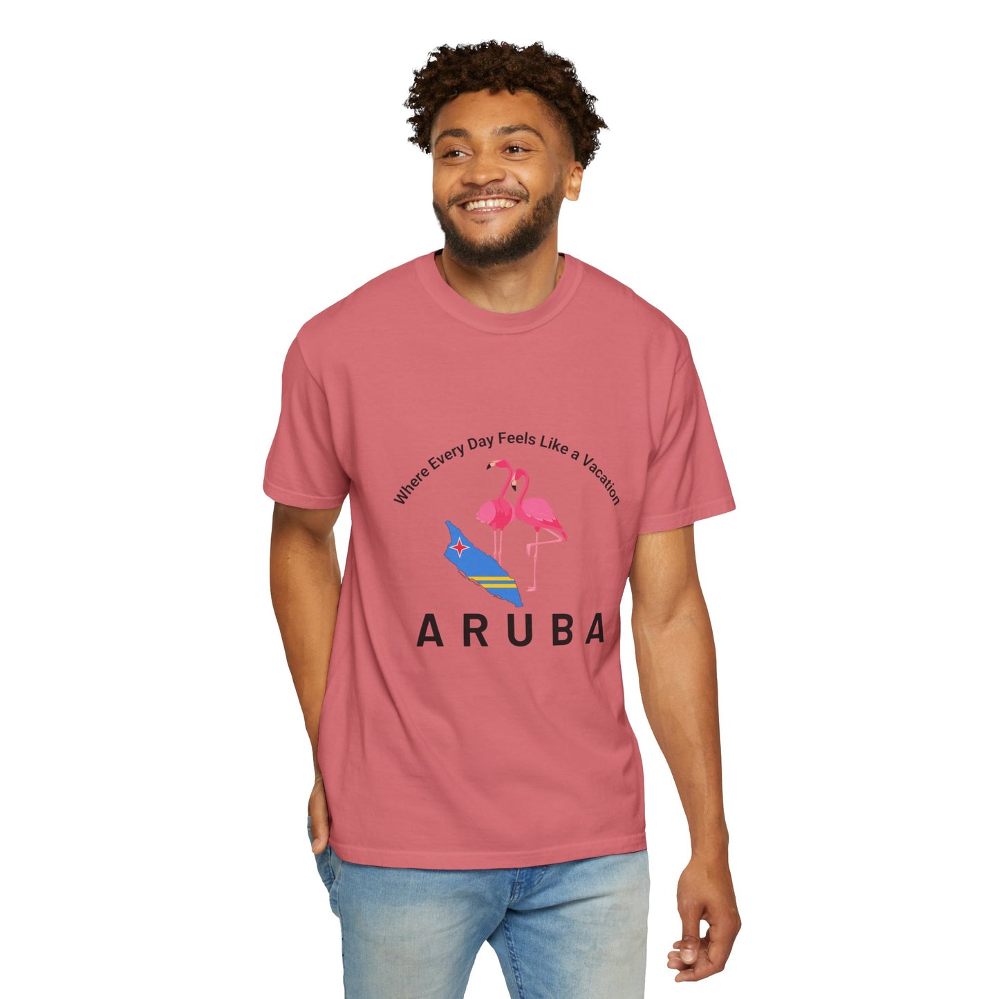 Vacation Vibe Unisex T-Shirt - Aruba Flamingos Design